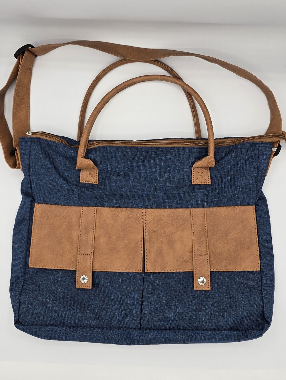 AARP - Classic Courier Laptop Denim Blue/Tan Messenger Tote Crossbody Bag